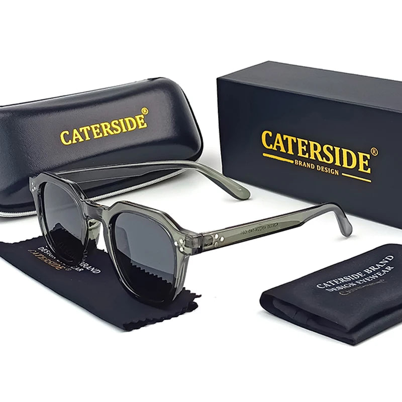 نظارات شمسية CATERSIDE ريترو مستقطبة للرجال خفيفة الوزن بإطار TR90 متعدد الأضلاع للنساء نظارات شمسية خارجية عالية الجودة للسفر