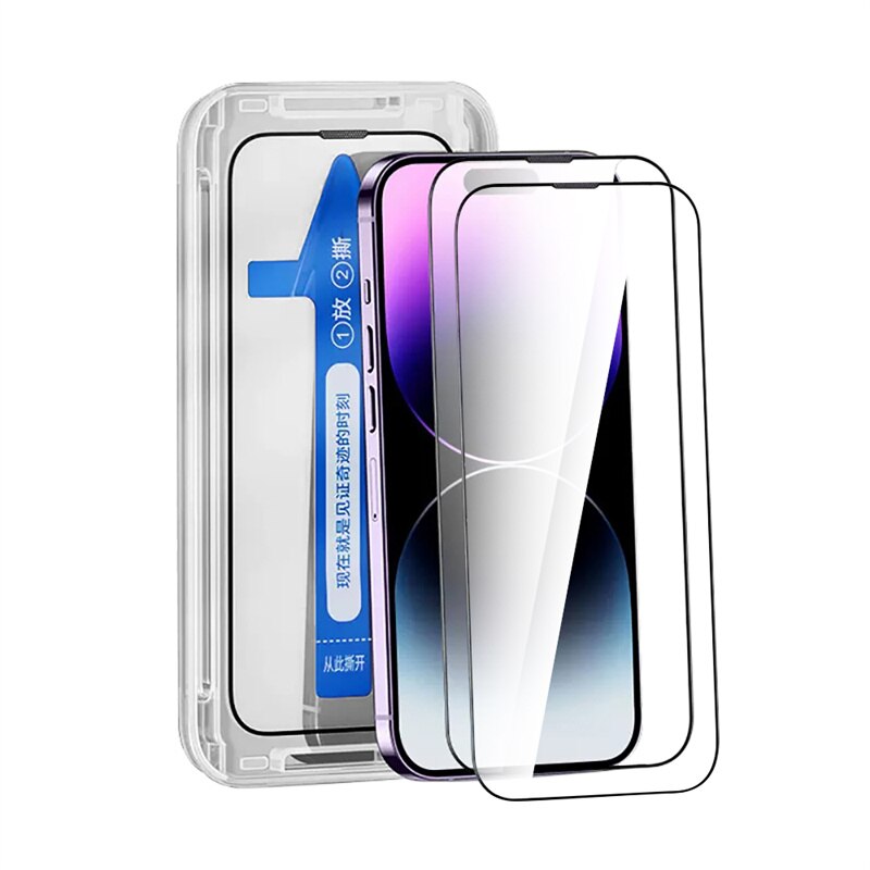 8K قطعتين من الزجاج المقوى بغطاء كامل لهاتف iPhone 14 13 12 11 Pro Max يوفر واقي شاشة مساعد لهاتف iPhone 14 Plus XR MAX