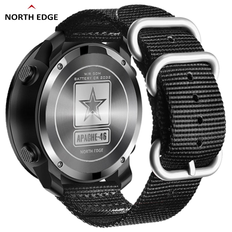 ساعة NORTH EDGE APACHE-46 الرقمية للرجال للرياضات الخارجية والجري والسباحة وساعات رياضية خارجية ومقياس الارتفاع والبارومتر والبوصلة WR50M
