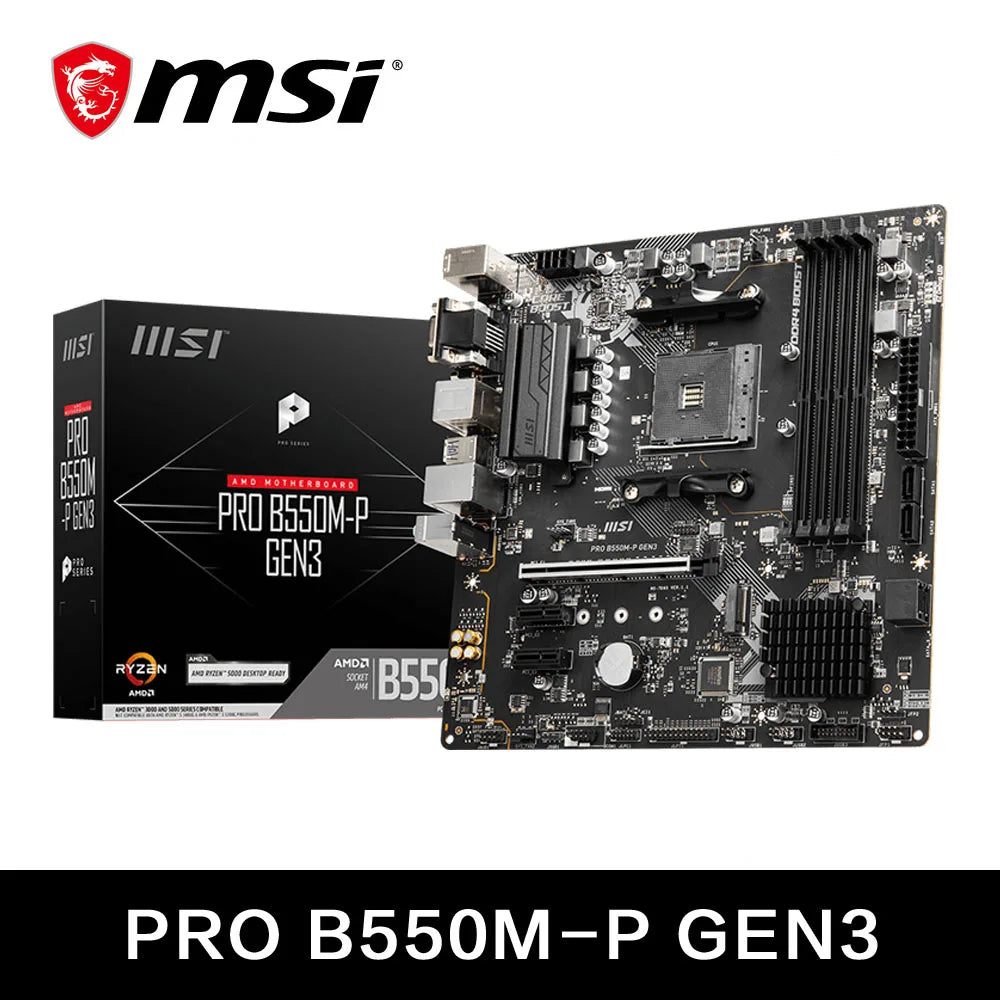 لوحة أم MSI PRO B550M-P GEN3 للألعاب من AMD AM4 DDR4 M.2 تدعم وحدة المعالجة المركزية Ryzen وسلسلة R3 وR5 وR7 ولوحة أم للكمبيوتر المكتبي من سلسلة 5000 و3000