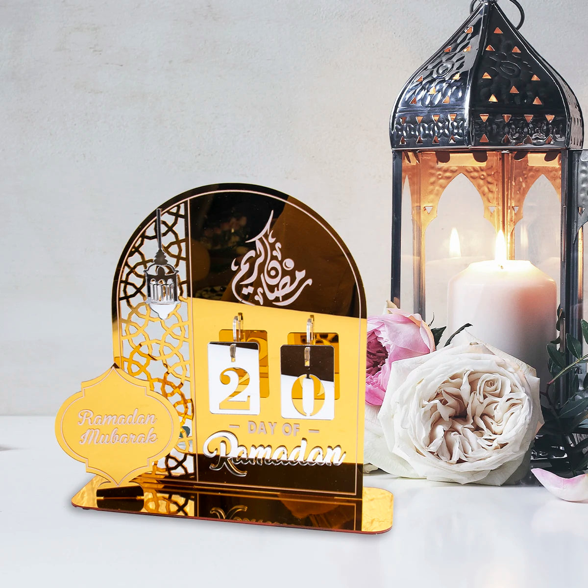 لوحة تقويم العد التنازلي لعيد رمضان المبارك 2024 القابلة لإعادة الاستخدام، لوحة تقويم أكريليك لحفلات العيد، لوازم حفلات رمضان كريم