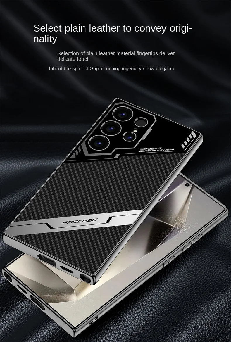 جراب هاتف Galaxy S25 Plus المصنوع من الجلد المطلي بالكهرباء S25 Ultra لهاتف Samsung Galaxy S25 S24 S23 Ultra غطاء واقٍ مقاوم للصدمات