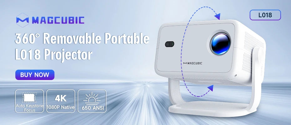 جهاز عرض Magcubic Ultra Short Throw HY450 مع خاصية الإزاحة التلقائية بدقة 8K و4K و1080P بمعيار 900ANSI BT5.4، وتركيز إلكتروني، وWiFi6، وAllwinnerH716، وصوت