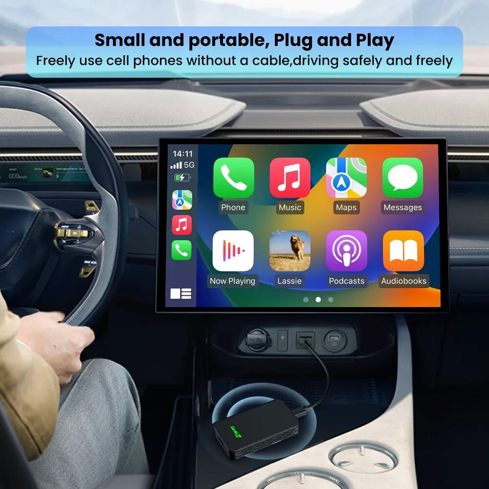 محول لاسلكي CarlinKit 5.0 CarPlay Android Auto محمول لراديو السيارة OEM مع CarPlay/Android Auto السلكي