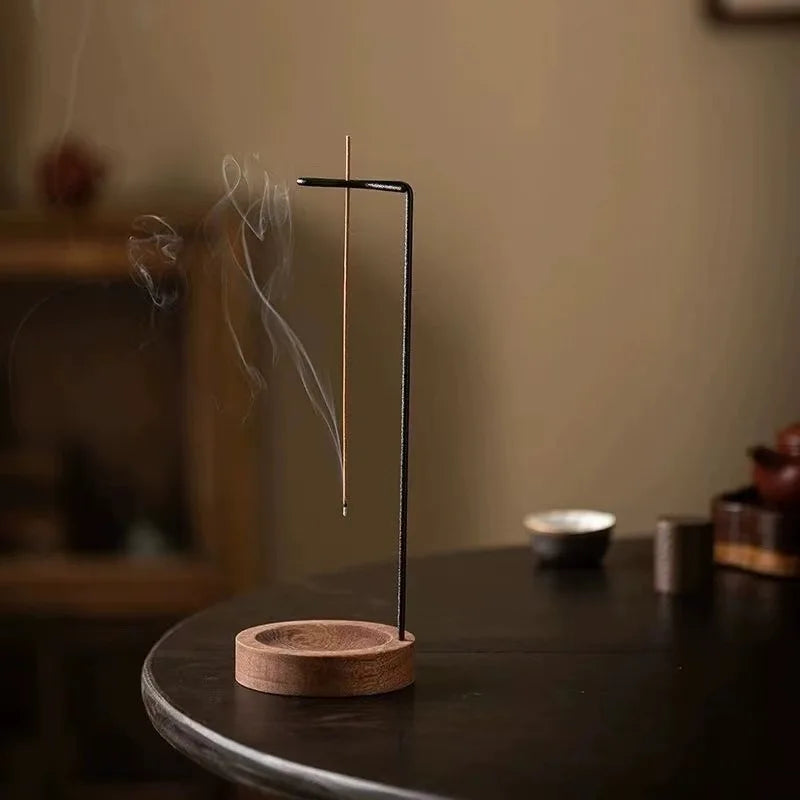 حامل بخور إبداعي مقلوب مع حامل أعواد بخور خشبي دائري لتزيين غرفة النوم والمنزل واليوجا والحرف اليدوية