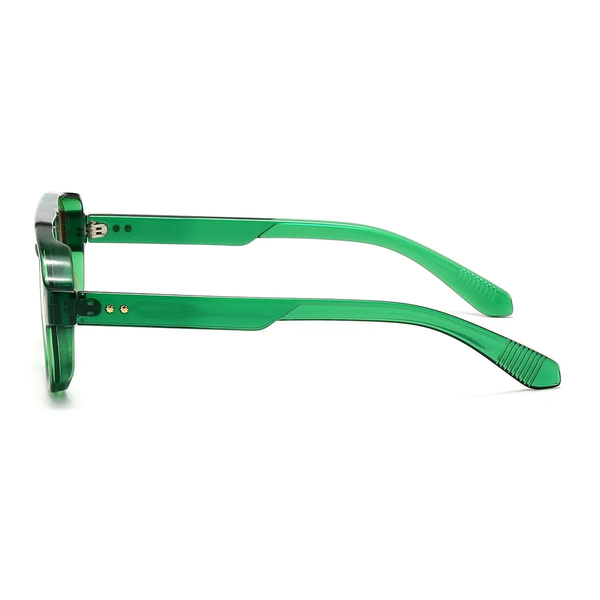 JNPCXI Vintage Double Bridges Men Square Sunglasses Fashion Green Ocean Lens UV400 Eyewear Women Trending Rivets Sun Glasses