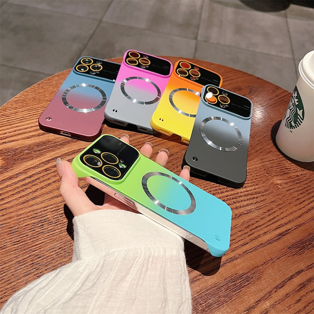 Ultra Thin Borderless Magnetic Magsafe Charging Case For iPhone 13 Pro 14 Pro Max 12 Gradient Color Hard Cover For iPhone 14 Pro
