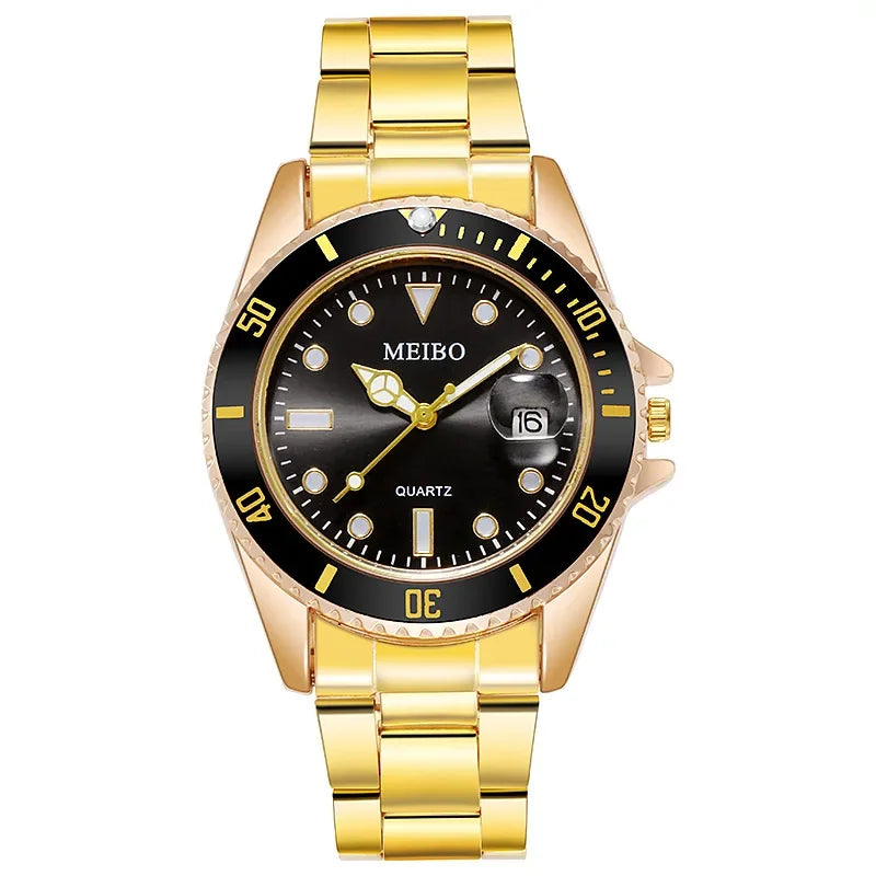 ساعة رجالية Green Water Ghost Calendar Watch عالية الجودة بسيطة وعصرية من الفولاذ المقاوم للصدأ ساعة رياضية للطلاب