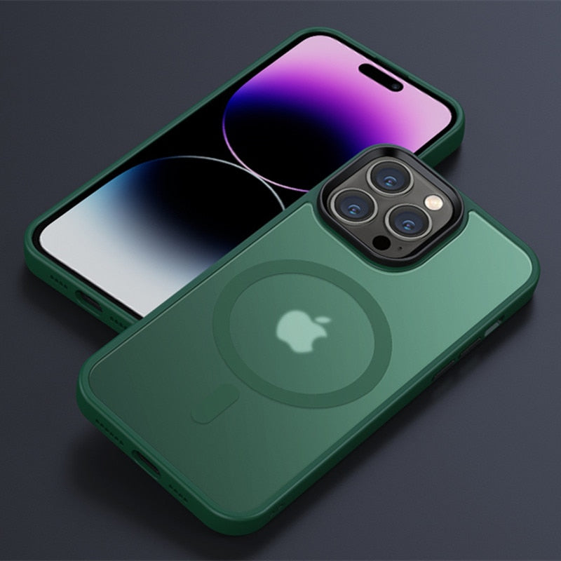 Luxury Magnetic Wireless Charging Case For Magsafe For iPhone 14 Plus 13 12 11 Pro Max Transparent Matte Shockproof Hard Cover