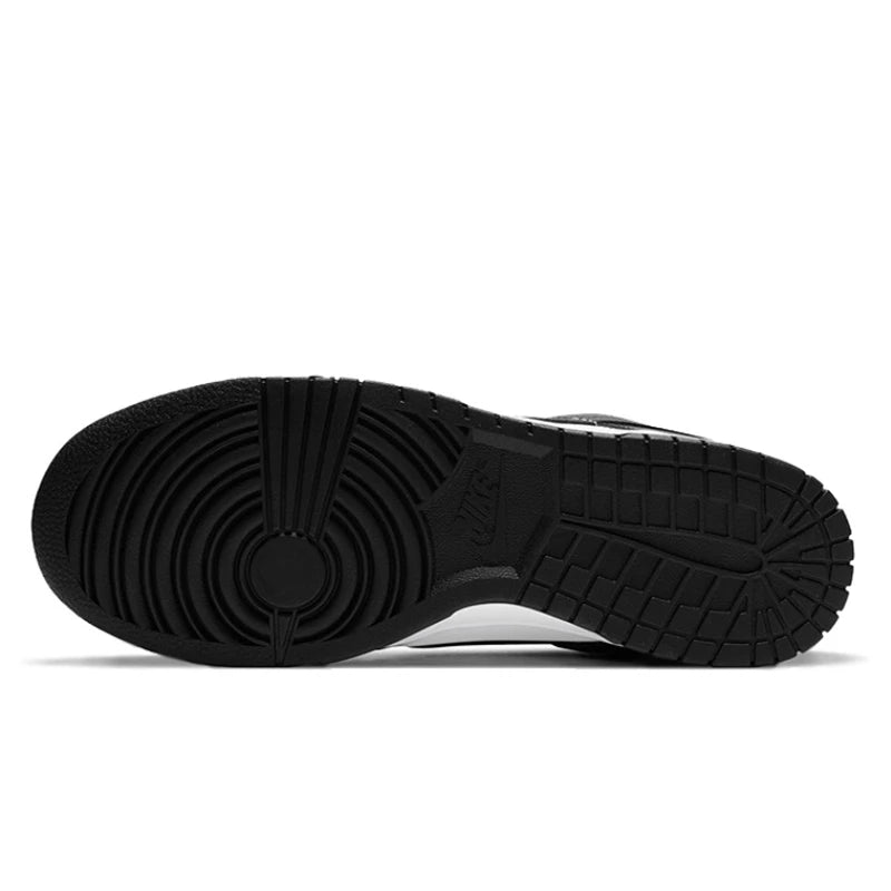حذاء تزلج Nike Dunk Retro أسود وأبيض للرجال والنساء كلاسيكي من الجلد الأصلي غير قابل للانزلاق ومريح للجري
