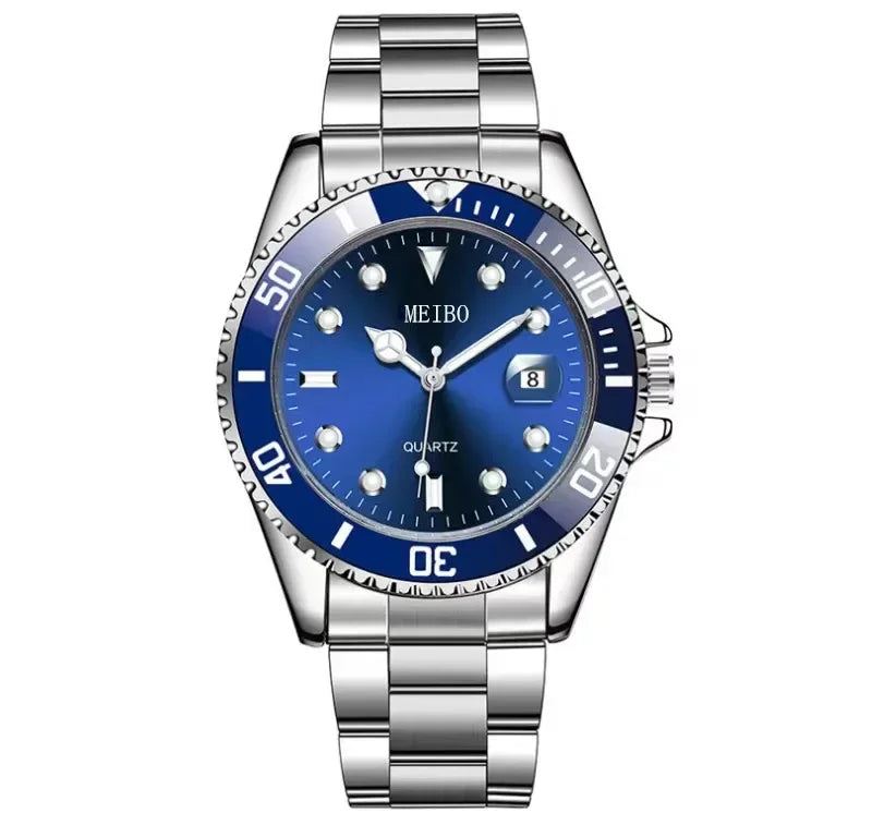 ساعة رجالية Green Water Ghost Calendar Watch عالية الجودة بسيطة وعصرية من الفولاذ المقاوم للصدأ ساعة رياضية للطلاب