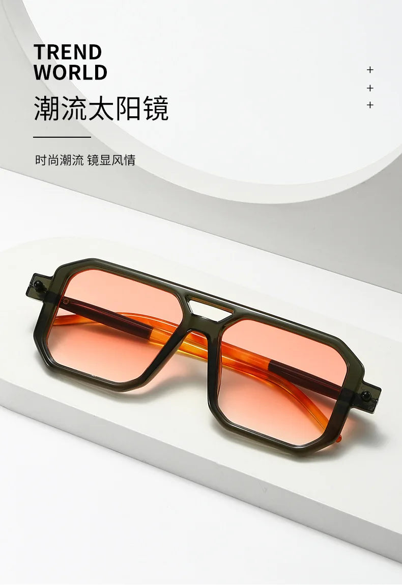 Polygon Sunglasses Rectangle Fashion Popular Women Men Shades Square Sun Glasses for Female Male Summer Traveling Oculos