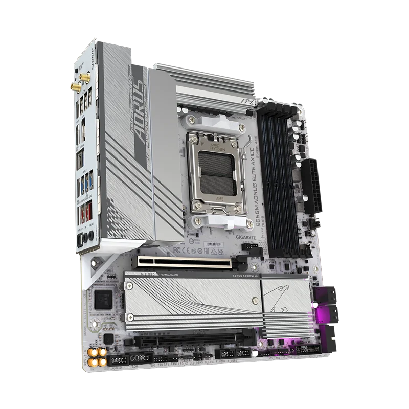 لوحة أم GIGABYTE B650M AORUS ELITE AX ICE Micro-ATX AMD B650 DDR5 8000 (OC) MHz M.2 USB3.2 Wi-Fi 6E Socket AM5