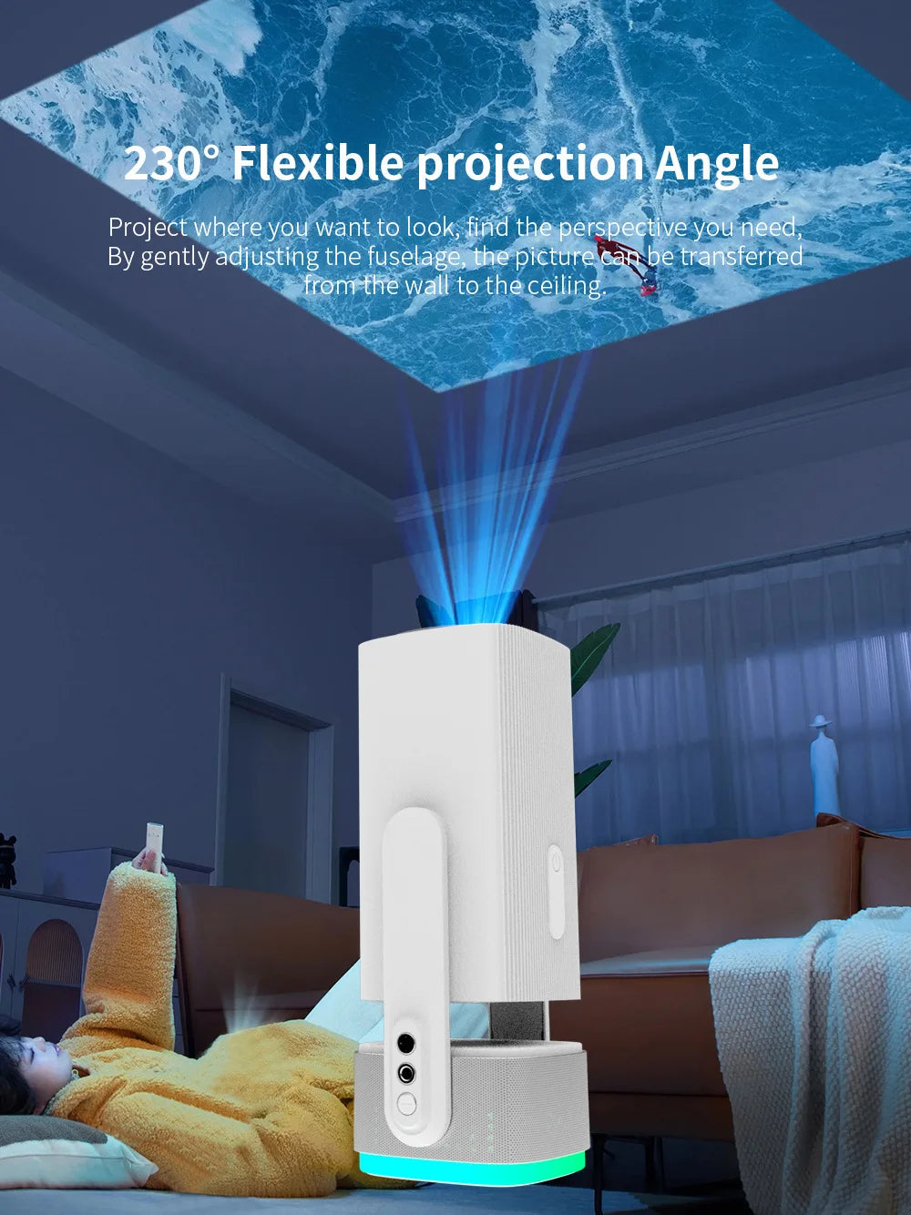 جهاز عرض Salange 4K K2 Smart Android11 مزود ببطارية مدمجة ومكبر صوت بلوتوث وWIFI Auto Focus Keystone Free-Style للأفلام الخارجية