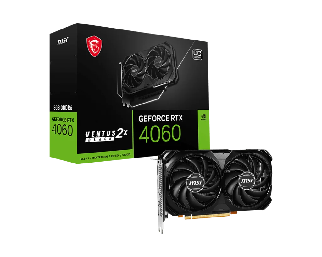 New MSI RTX 4060 VENTUS 2X BLACK 8G OC Graphics Card GDDR6 8GB Video Cards GPU 128Bit NVIDIA RTX 4060 PCIE4.0 Core 2505MHz