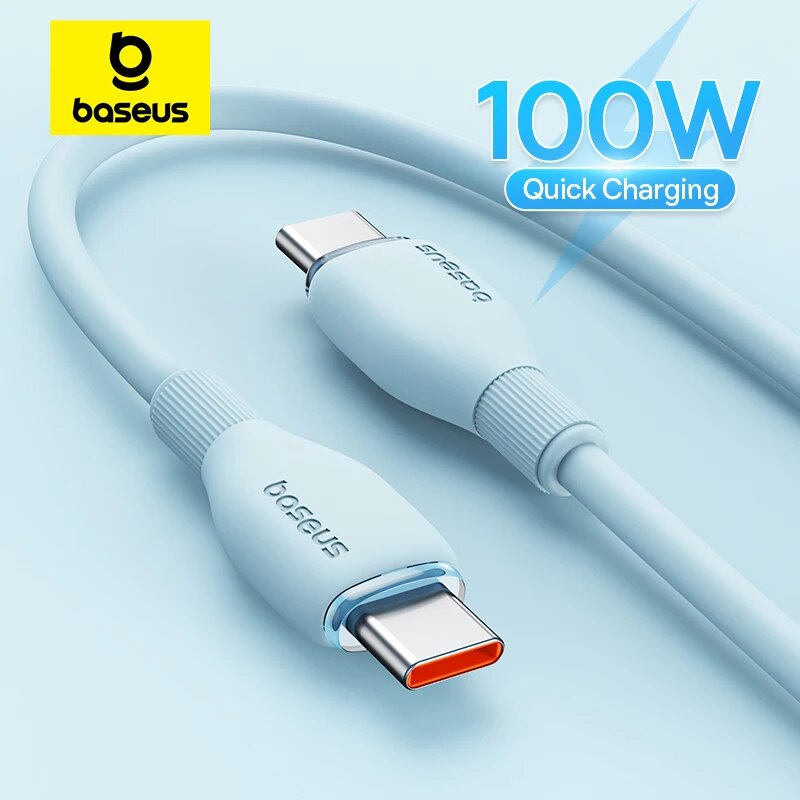 كابل Baseus PD 100W USB C لهاتف iPhone 15 كابل شحن سريع لهاتف Samsung Xiaomi Huawei Macbook كابل شحن سلكي ناعم من مادة TPE