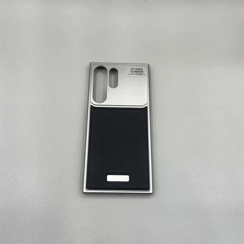 جراب هاتف مغناطيسي معدني فاخر من الجلد لهاتف Samsung Galaxy S25 S24 S23 Ultra مزود بشحن لاسلكي وغطاء عطري من سبائك الألومنيوم