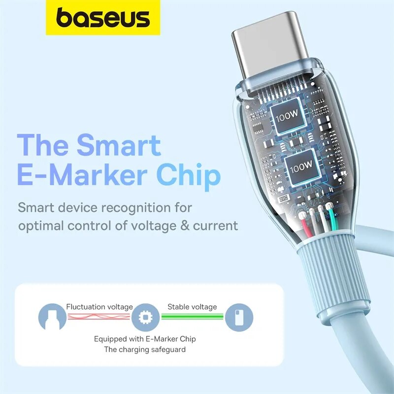 كابل Baseus PD 100W USB C لهاتف iPhone 15 كابل شحن سريع لهاتف Samsung Xiaomi Huawei Macbook كابل شحن سلكي ناعم من مادة TPE