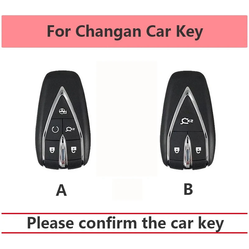 حافظة مفاتيح سيارة عن بعد مزودة بغطاء كامل وحامل فوب لسيارة Changan CS35 PLUS X7 3/5 أزرار حافظة مفاتيح سيارة أنيقة ملحقات سلسلة مفاتيح