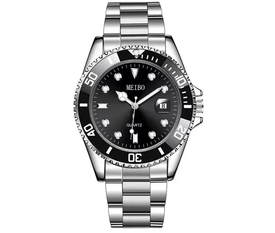 ساعة رجالية Green Water Ghost Calendar Watch عالية الجودة بسيطة وعصرية من الفولاذ المقاوم للصدأ ساعة رياضية للطلاب
