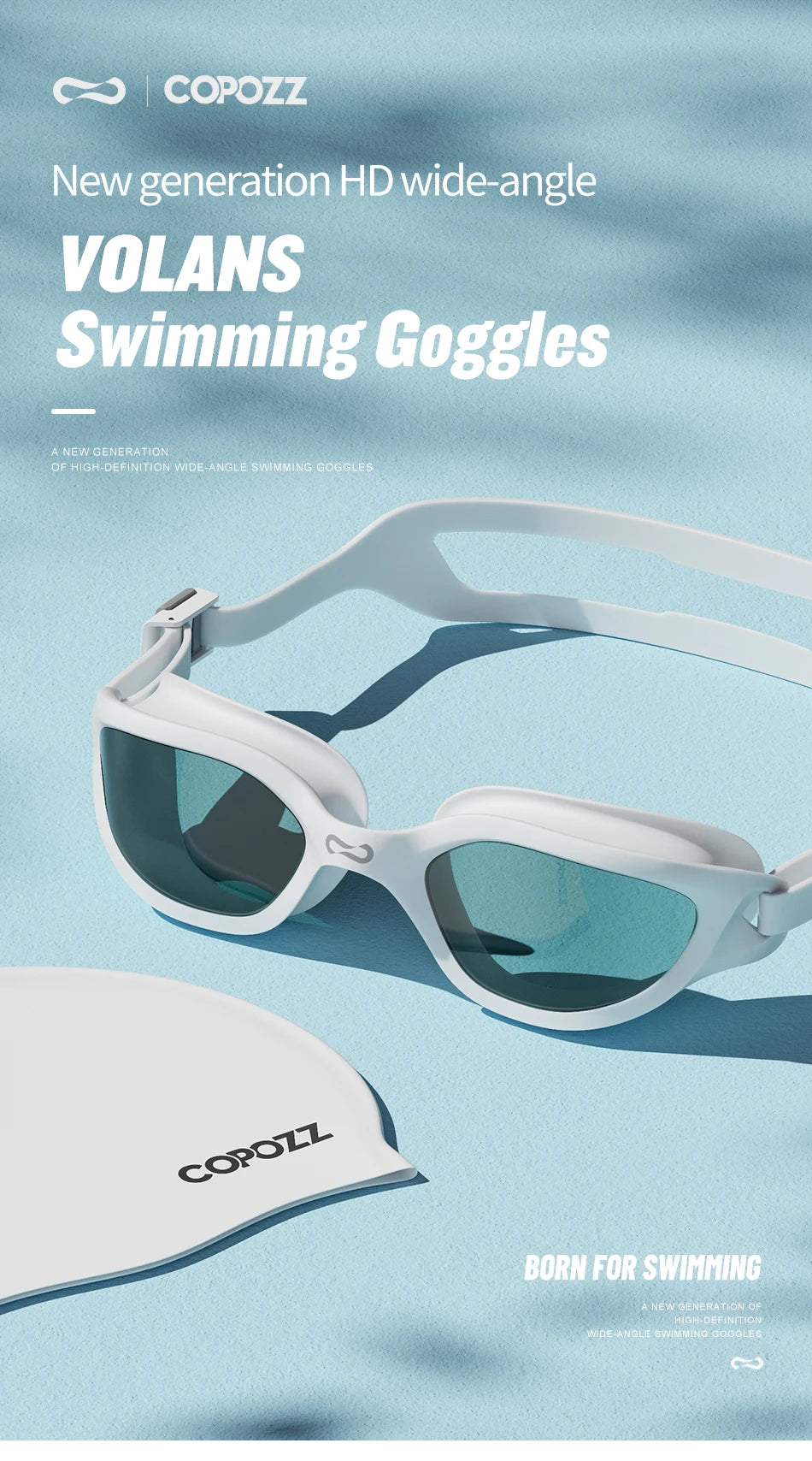 COPOZZ Professional HD Swimming Goggles Anti-Fog UV Protection Adjustable Swimming Glasses Silicone Water Glass For Men and Wome