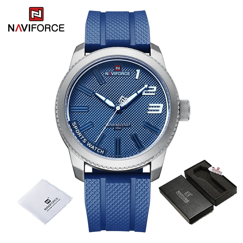 ساعات كوارتز عصرية للرجال من NAVIFORCE بحزام من السيليكون بتصميم جديد وعصري مقاومة للماء للرجال
