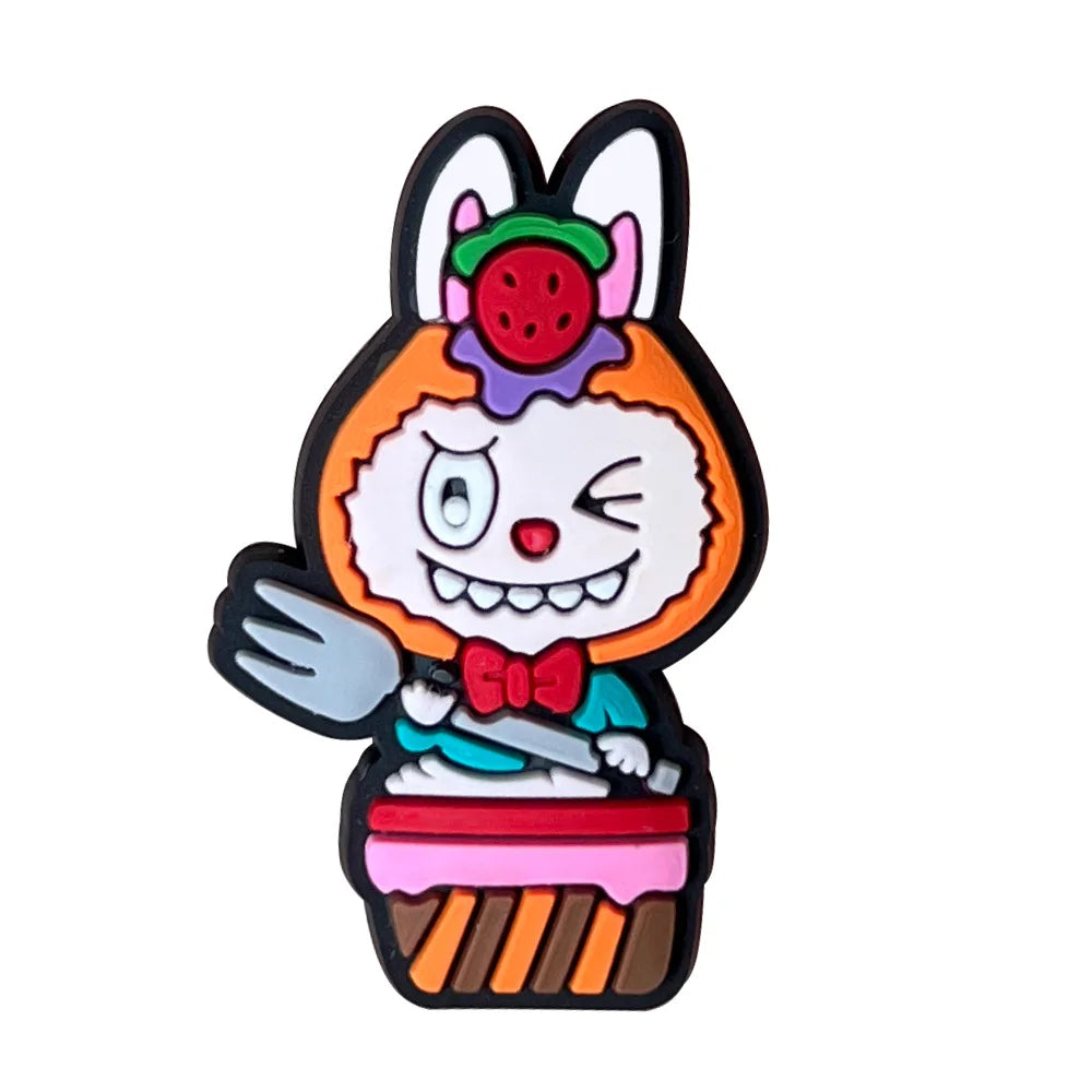10pcs Labubu Shoe Flower Buckle for Men Women Anime Cartoon Cute Applique Boys Girls Shoes DIY Decorative Products Patch Toys