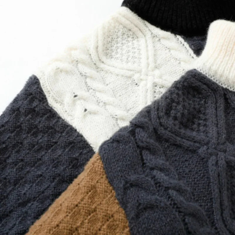 سترة رجالية فضفاضة ذات رقبة دائرية بألوان متباينة لفصل الخريف والشتاء النسخة الكورية من The Trend Knitwear Bottom Line Sweater Pullover