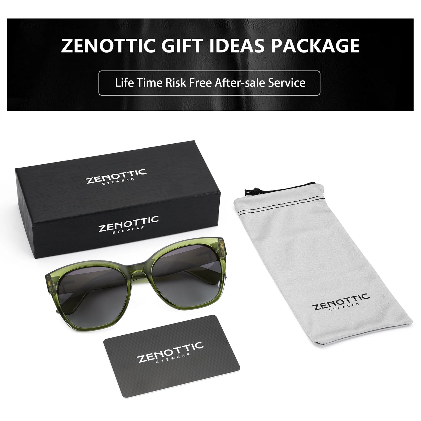 نظارة شمسية ZENOTTIC 2024 الأصلية المستقطبة بإطار فراشة سميك للنساء، نظارات شمسية كبيرة الحجم بحماية من الأشعة فوق البنفسجية 400