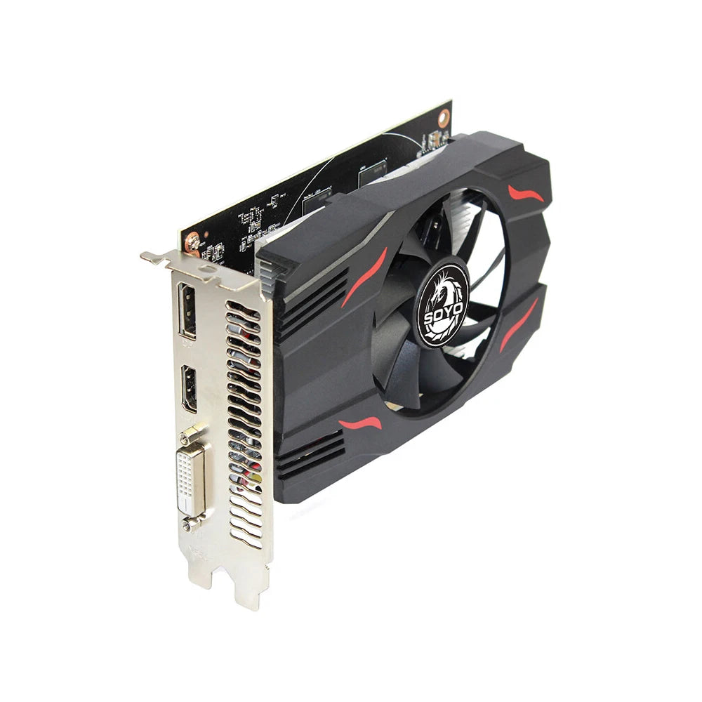 بطاقة رسومات SOYO AMD Radeon RX550 4GB GPU GDDR5 14nm لألعاب الكمبيوتر المكتبي ومقاطع الفيديو والمكتب وبطاقة رسومات 128 بت ومكونات الكمبيوتر HDMI RX 550