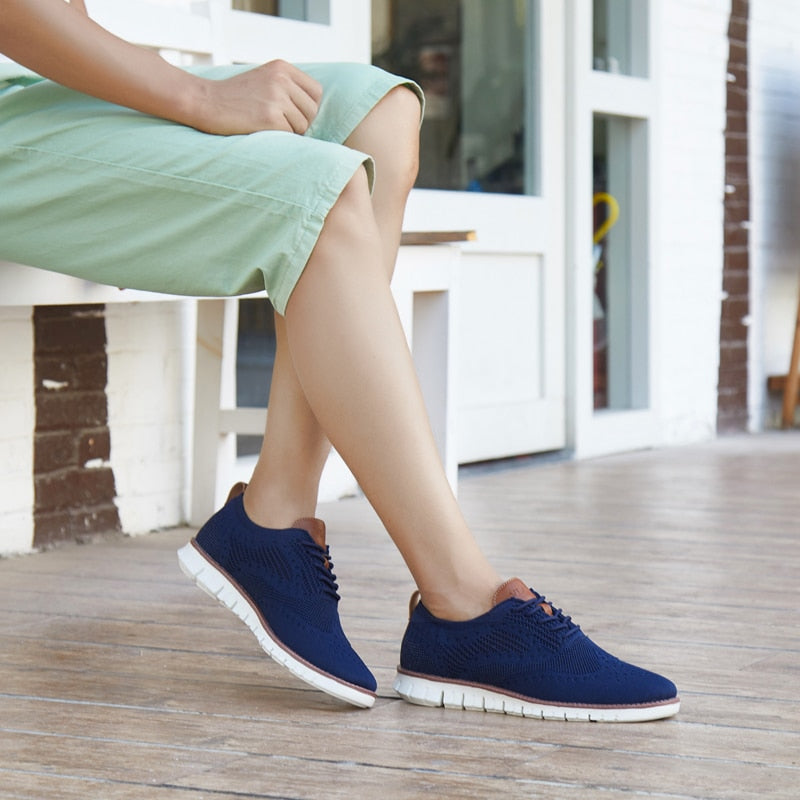 حذاء رجالي كاجوال جديد وأنيق باللون الأزرق من Flyknit Swnaker