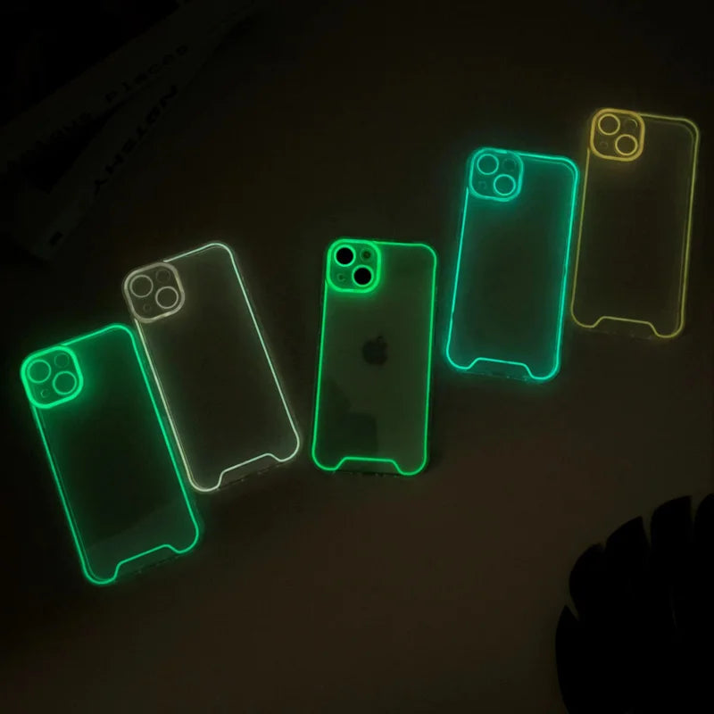 Luxury Night Light Luminous Clear Phone Case for iPhone 14 Plus 11 12 13 14 Pro Max X XR XS Max Soft Silicone Back Cover Shell