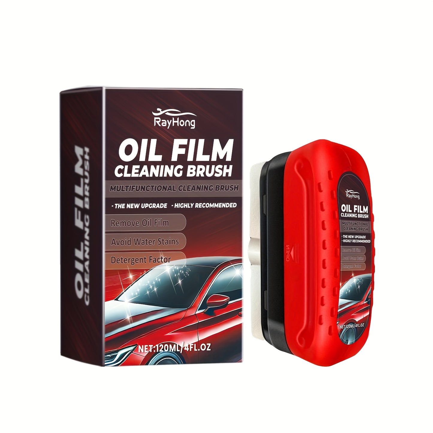 120ml Oil Film Cleaning Brush for Car Windshields - Biodegradable, Anti-Fog, Quick Stain Removal, Safe & Effective Glass Cleaner with Squeegee, Restores Clarity & Safety, Window Cleaning Tools