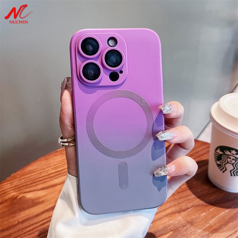 Luxury Gradient Color Liquid Silicone Case for iPhone 14 Pro Magsafe Cases Magnetic Charging Cover for iPhone 11 12 13 Pro Max