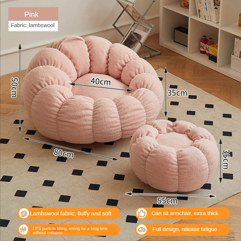 Lazy Sofa Sofa Chair Balcony Leisure Sleep Sofa Living Room Sofas Modern Easy Chair Small Sofa with Stool Bedroom Furniture