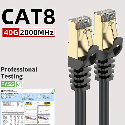 كابل إيثرنت Cat 8 بطول 182.88 سم محمي للاستخدام الداخلي والخارجي عالي السرعة، دفن مباشر 26AWG Cat8 سلك شبكة LAN، سلك توصيل SFTP بسرعة 40 جيجابت في الثانية و2000 ميجاهرتز، كابل RJ45 مثبت في الحائط لجهاز التوجيه/المودم/Xbox.