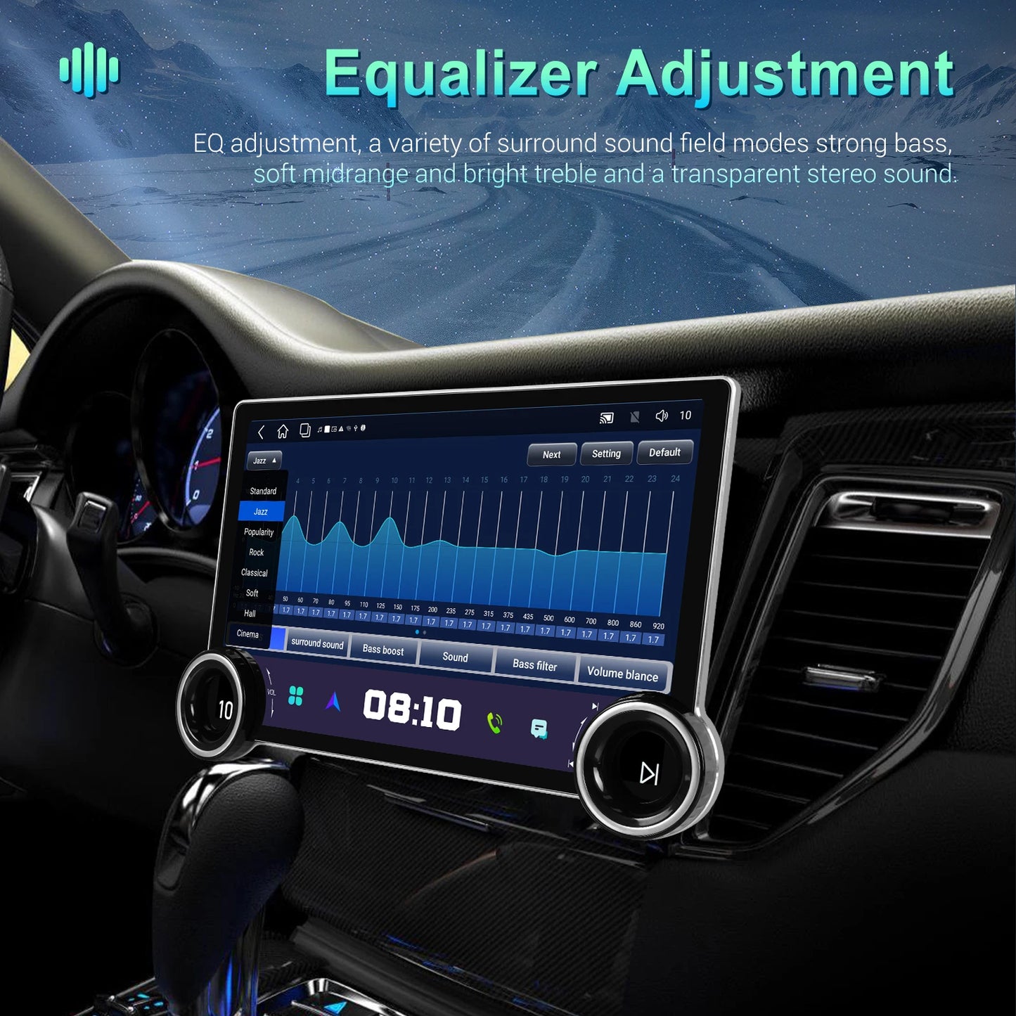 مشغل الوسائط المتعددة للسيارة Podofo 8-core 8+128G Android 2K Touch Screen GPS Navigation مع CarPlay لاسلكي/مشغل عالمي تلقائي 