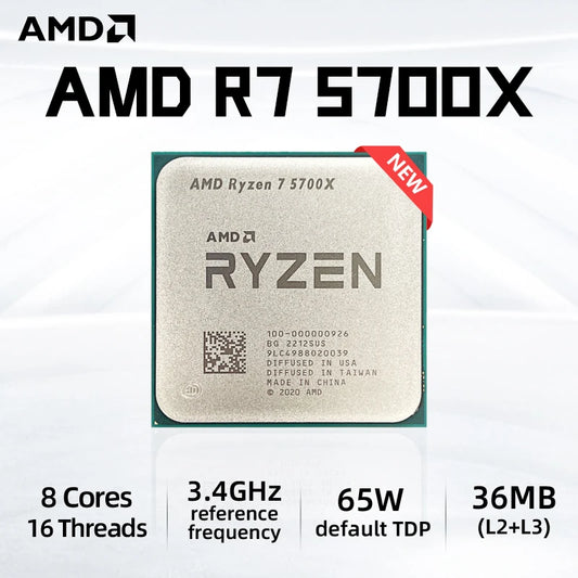جديد! معالج وحدة المعالجة المركزية AMD R7 5700X Ryzen 7 5700X بسرعة 3.4 جيجاهرتز ثماني النواة بستة عشر خيطًا 7NM L3=32M 100-000000926 مقبس AM4 