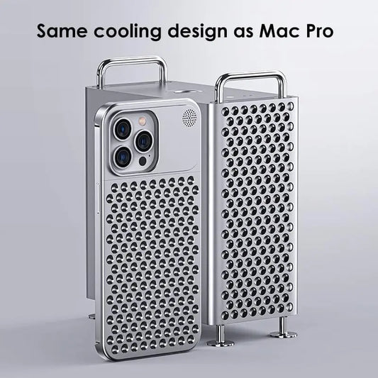 جراب تبريد معدني مجوف من سبائك الألومنيوم لهاتف iPhone 14 13 12 Pro Max 15Plus معطر بدون إطار غطاء كامل مضاد للصدمات مع خاصية العلاج بالروائح 