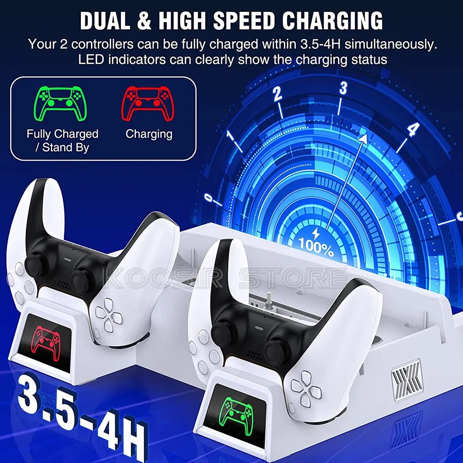 أحدث حامل عمودي لجهاز PS5 وقاعدة شحن ووحدة تحكم ومروحة تبريد لجهاز Sony Playstation 5 وملحقات وحدة التحكم PS 5 