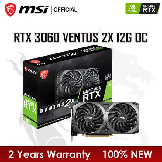 بطاقة رسوميات MSI GeForce RTX 3060 VENTUS 2X 12G OC بمشتت حراري GDDR6 وبطاقات فيديو متوافقة مع HDMI 192 بت وبطاقة رسوميات PCI4.0 3060 للألعاب 