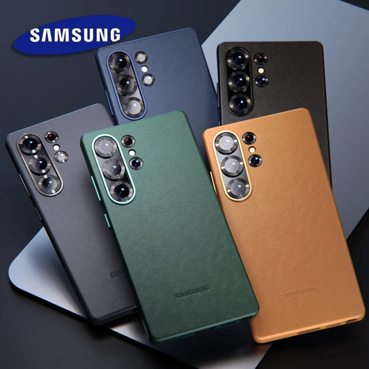 جراب جلدي مقاوم للصدمات من جلد الغنم لهاتف Samsung Galaxy S25 Ultra Plus، غطاء خلفي واقٍ لهاتف S25Ultra S25Plus S25