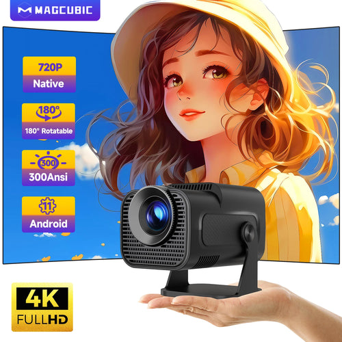 جهاز عرض Magcubic HY320 Mini الجديد بدقة 720 بكسل يعمل بنظام Android 11 4K و300ANSI وWiFi6 وBT5.0 وسينما خارجية محمولة وقابلة للدوران بزاوية 180 درجة 