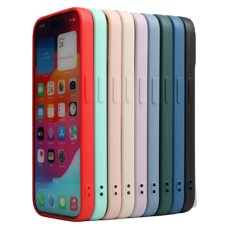 جراب سيليكون سائل أصلي لهاتف iPhone 14 13 12 11 15 Pro Max Mini غطاء مقاوم للصدمات X XS XR 6 7 8 Plus جرابات هواتف إكسسوارات