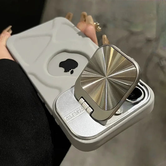 جراب مغناطيسي بفتحة شعار الموضة لهاتف iPhone 11 12 13 14 15 Pro Max Plus لحماية العدسات مع دعامة قلابة من Magsafe غطاء ناعم من السيليكون 
