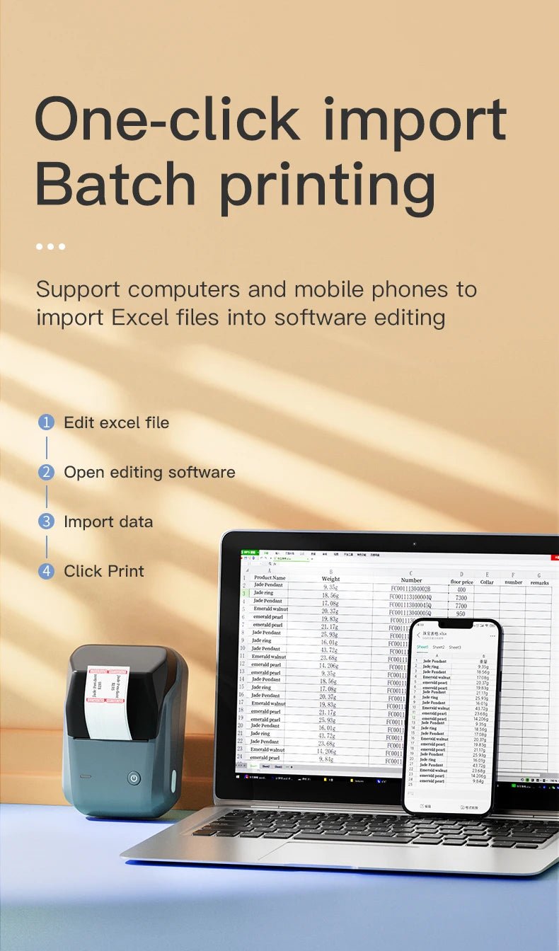 Mini Label Thermal Printer Niimbot B1 Portable Self-Adhesive Printer For Stickers Round Labels Rolls UV Tag Bluetooth Printer