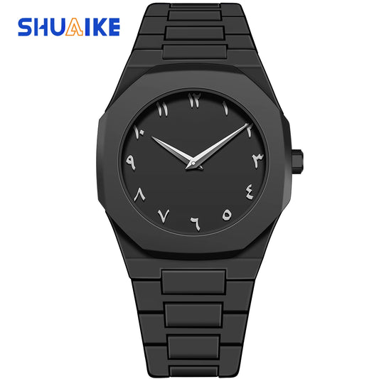 ساعة رجال الأعمال SHUAIKE 1142-4 ساعة كوارتز للرجال ساعة دائرية كلاسيكية أنيقة ساعة رقمية عربية جديدة ساعة رجالية