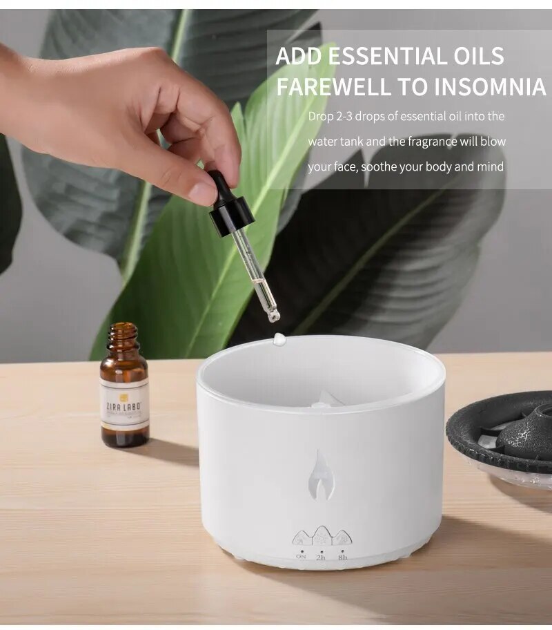 موزع رائحة الزيوت العطرية REUP Volcanic Flame Aroma Diffuser بسعة 360 مل ومرطب هواء محمول مع حلقة دخان لطيفة ومصباح إضاءة ليلية معطر