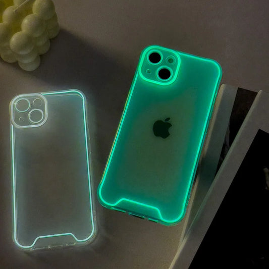 حافظة هاتف شفافة مضيئة ليلية فاخرة لهاتف iPhone 14 Plus 11 12 13 14 Pro Max X XR XS Max غطاء خلفي ناعم من السيليكون 