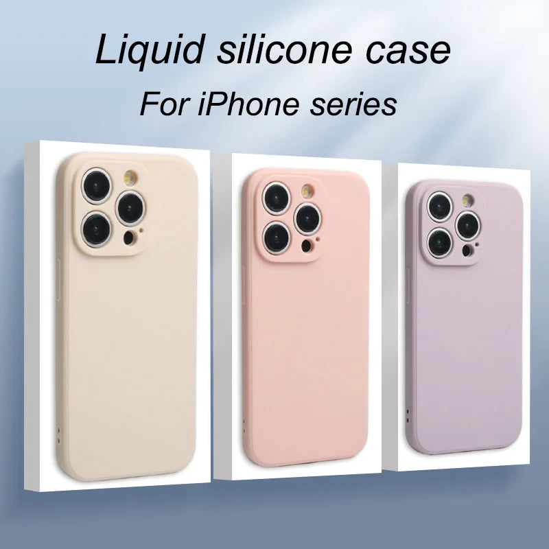 جراب سيليكون سائل أصلي لهاتف iPhone 14 13 12 11 15 Pro Max Mini غطاء مقاوم للصدمات X XS XR 6 7 8 Plus جرابات هواتف إكسسوارات